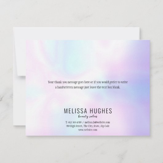 Eenvoudige Moderne Holografische Bedrijf Dank u Ka Bedankkaart (Achterkant)