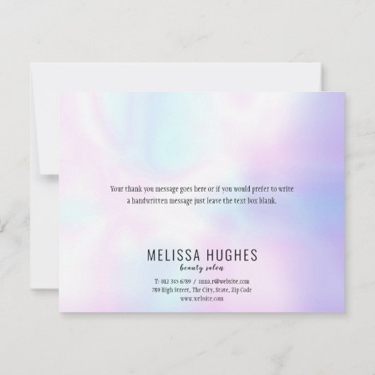 Eenvoudige Moderne Holografische Bedrijf Dank u Ka Bedankkaart (Achterkant)