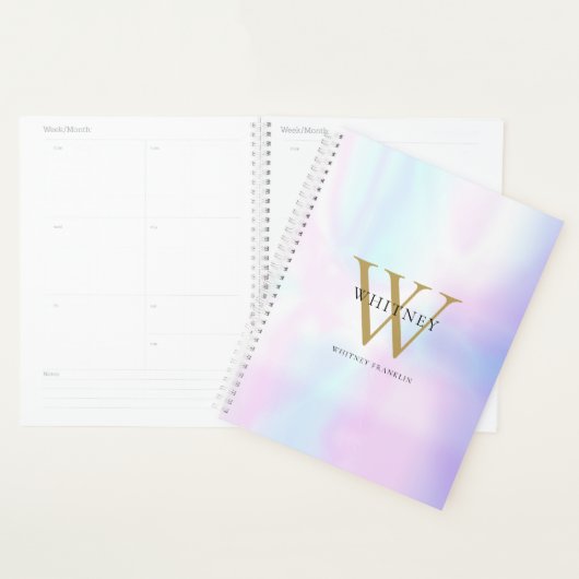 Eenvoudige moderne holografische monogramnaam planner (Display)