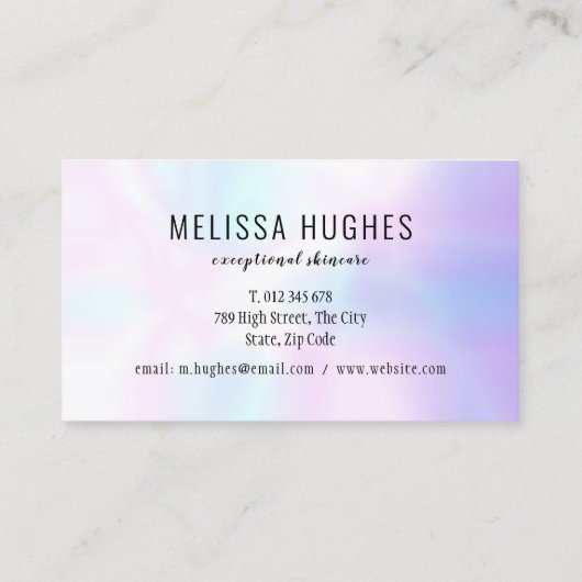 Eenvoudige moderne holografische regenbooggradiënt visitekaartje (Achterkant)