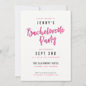 Eenvoudige Moderne Hot Pink Bachelorette Party nod Kaart (Voorkant)