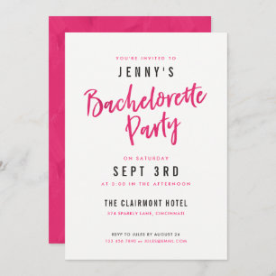 Eenvoudige Moderne Hot Pink Bachelorette Party nod Kaart