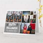 Eenvoudige Moderne Houten Spooky Halloween Fotocol Kaart (Gele Bloem)
