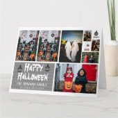 Eenvoudige Moderne Houten Spooky Halloween Fotocol Kaart (Voorkant)