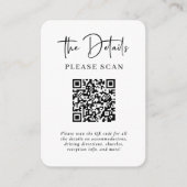 Eenvoudige moderne huwelijksgegevens met QR-code Informatiekaartje (Voorkant)