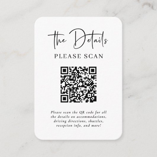 Eenvoudige moderne huwelijksgegevens met QR-code Informatiekaartje (Voorkant)