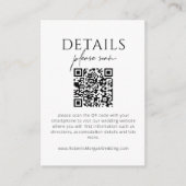 Eenvoudige moderne huwelijksgegevens met QR-code Informatiekaartje (Voorkant)