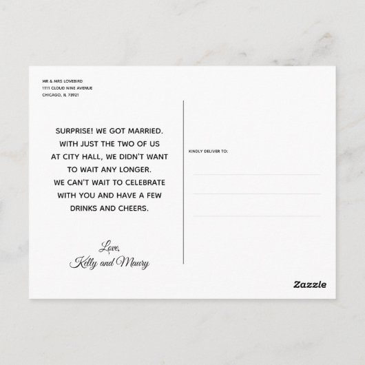 Eenvoudige moderne huwelijkskaart briefkaart (Achterkant)