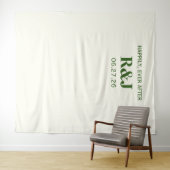 Eenvoudige Moderne Huwelijksmonogram Achtergrond Wandkleed (In Situ (horizontaal))