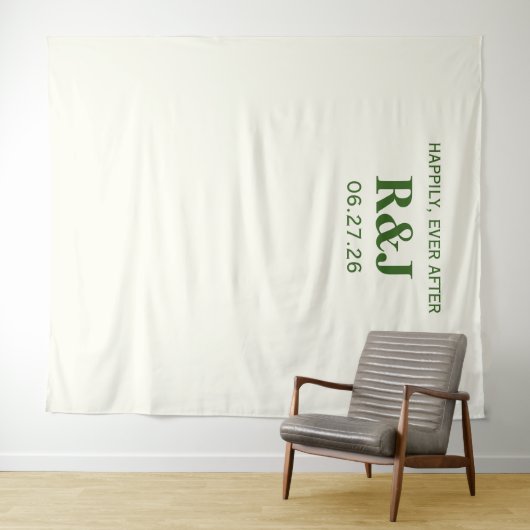 Eenvoudige Moderne Huwelijksmonogram Achtergrond Wandkleed (In Situ (horizontaal))