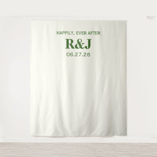 Eenvoudige Moderne Huwelijksmonogram Achtergrond Wandkleed