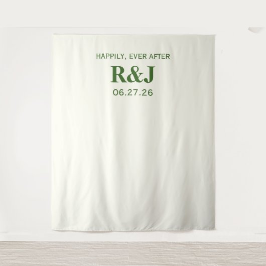 Eenvoudige Moderne Huwelijksmonogram Achtergrond Wandkleed (Voorkant)