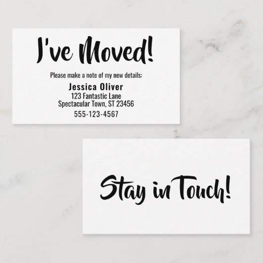 Eenvoudige, moderne "ik ben verhuisd" hand-out Kaa Visitekaartje (Voorkant / Achterkant)