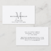 Eenvoudige Moderne Interieurontwerper Monogram Bus Visitekaartje (Voorkant / Achterkant)