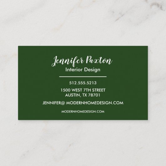 Eenvoudige moderne interne ontwerpthuisdecorator visitekaartje (Achterkant)
