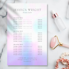 Eenvoudige Moderne Iridiserende Salon Service Menu