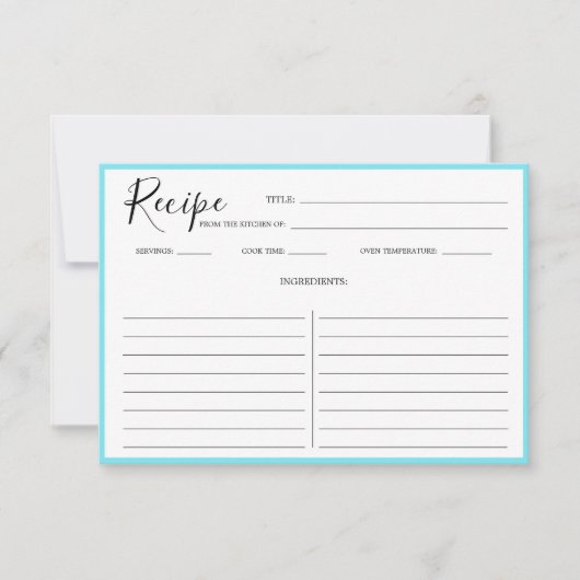 Eenvoudige, moderne kaart Aqua Blue (Voorkant)