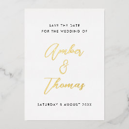 Eenvoudige moderne kalligrafie Bespaar de datum va Folie Uitnodiging