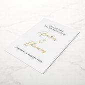 Eenvoudige moderne kalligrafie Bespaar de datum va Folie Uitnodiging (Gedraaid)