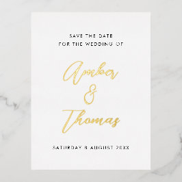 Eenvoudige moderne kalligrafie Bespaar de datum va Folie Uitnodiging Briefkaart