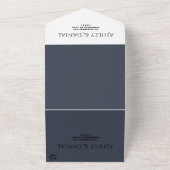 Eenvoudige moderne kalligrafie blauw elegante brui all in one uitnodiging (Buitenkant)