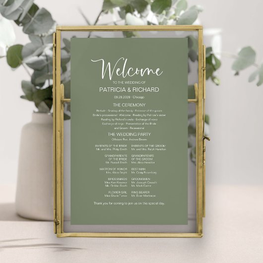 Eenvoudige moderne kalligrafie bruiloft programmab poster