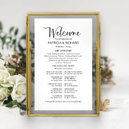 Eenvoudige moderne kalligrafie bruiloft programmab poster