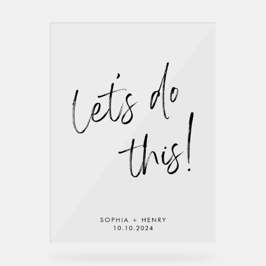 Eenvoudige moderne kalligrafie bruiloft welkom acryl bord (Voorkant)