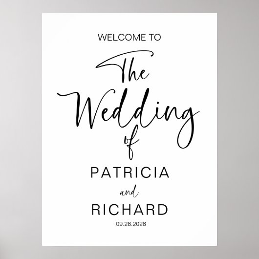 Eenvoudige moderne kalligrafie bruiloft welkom poster (Voorkant)