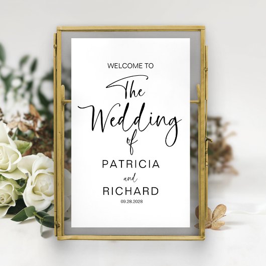 Eenvoudige moderne kalligrafie bruiloft welkom poster