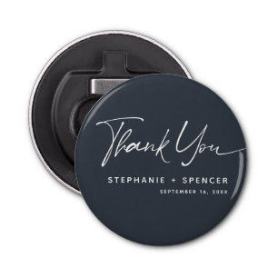Eenvoudige moderne kalligrafie Dank je wel Button Flesopener