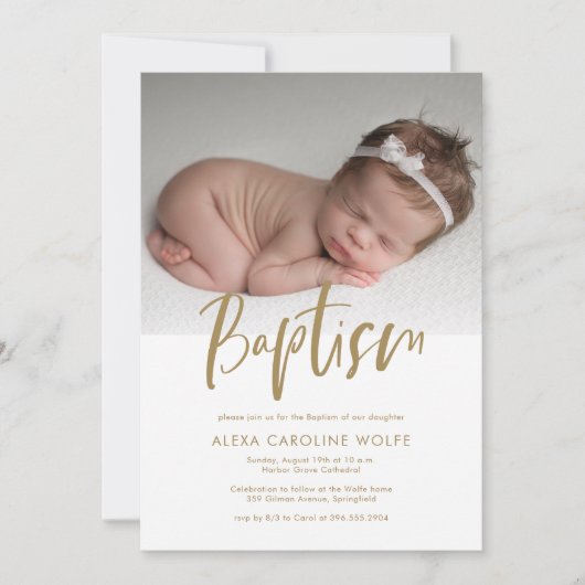 Eenvoudige moderne kalligrafie doop foto kaart (Voorkant)