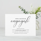 Eenvoudige moderne kalligrafie Engagement Party Kaart (Staand voorkant)