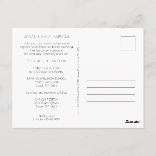 Eenvoudige moderne kalligrafie foto Afstudeerder I Briefkaart (Achterkant)