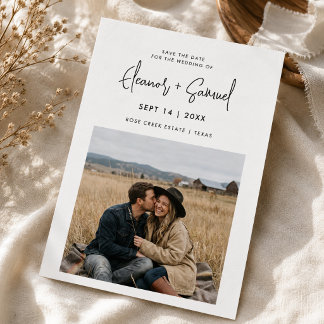 Eenvoudige Moderne Kalligrafie Foto Budget Bruilof Save The Date