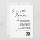 Eenvoudige moderne kalligrafie foto QR code bruilo Kaart (Voorkant)