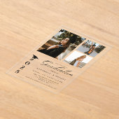 Eenvoudige moderne kalligrafie foto tweeling Afstu Acryl Uitnodigingen (Laagn)