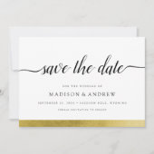 Eenvoudige, moderne kalligrafie Gold Bespaar de da Save The Date (Voorkant)