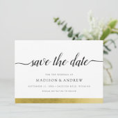 Eenvoudige, moderne kalligrafie Gold Bespaar de da Save The Date (Staand voorkant)