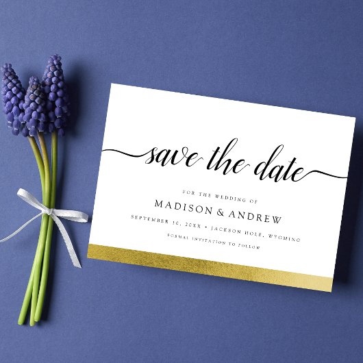 Eenvoudige moderne kalligrafie Goud Save the Date