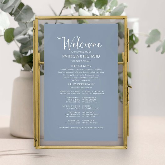 Eenvoudige moderne kalligrafie huwelijksprogramma poster