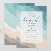 Eenvoudige moderne kalligrafie Kastal Beach Weddin Kaart (Voorkant / Achterkant)