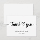 Eenvoudige moderne kalligrafie met hart bedankkaart (Voorkant / Achterkant)