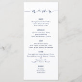 Eenvoudige moderne kalligrafie Navy Blue Menu (Voorkant)