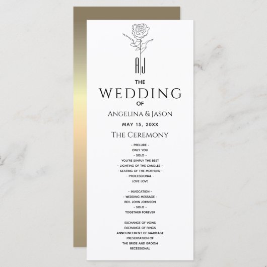 Eenvoudige moderne kalligrafie programmakaart (Voorkant / Achterkant)