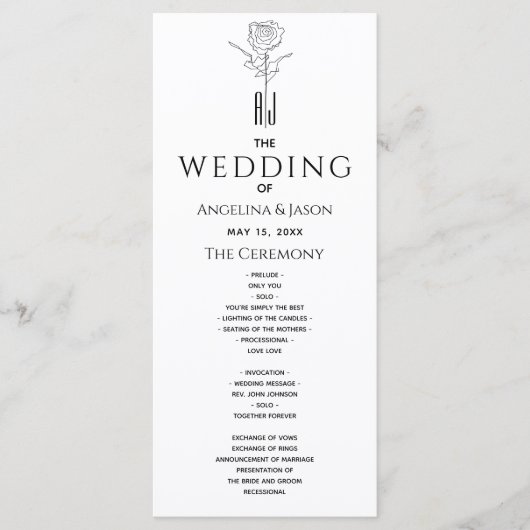 Eenvoudige moderne kalligrafie programmakaart (Voorkant)