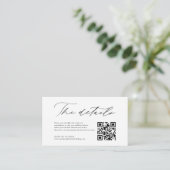 Eenvoudige moderne kalligrafie QR Code Weddenschap Informatiekaartje (Staand voorkant)