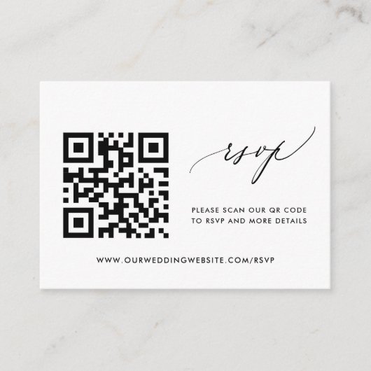 Eenvoudige moderne kalligrafie RSVP QR-code Informatiekaartje (Voorkant)