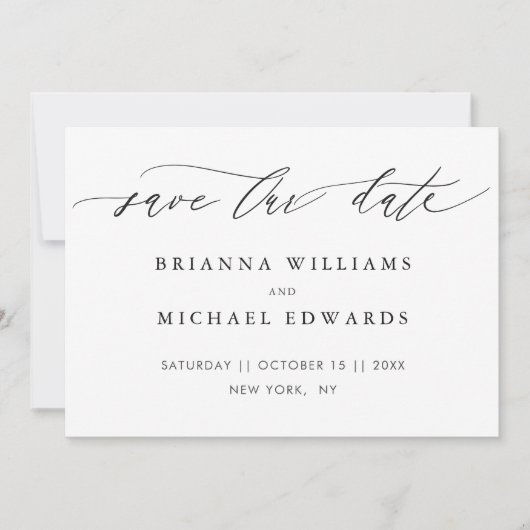 Eenvoudige moderne kalligrafie save the date (Voorkant)