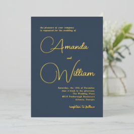 Eenvoudige Moderne Kalligrafie Schrift Donkerblauw Folie Uitnodiging